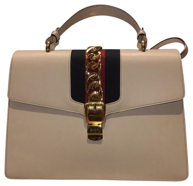 Gucci H White Leather Satchel