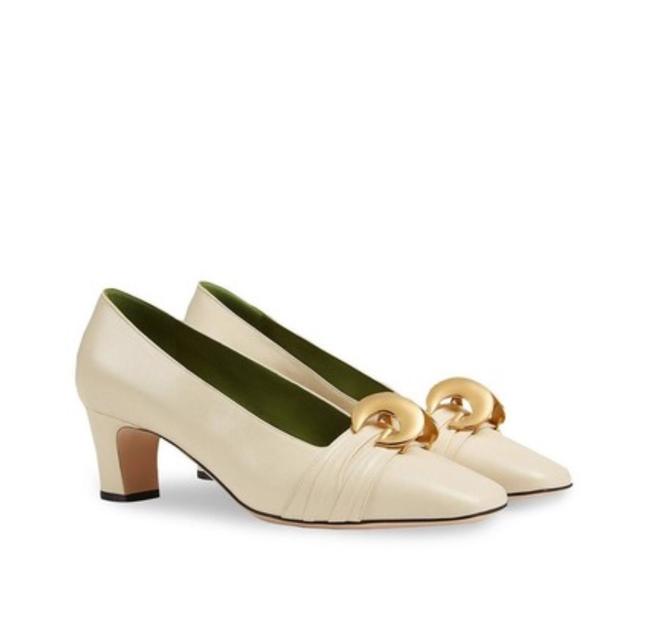 Gucci Half Moon Gg Leather Mid Heel Pumps