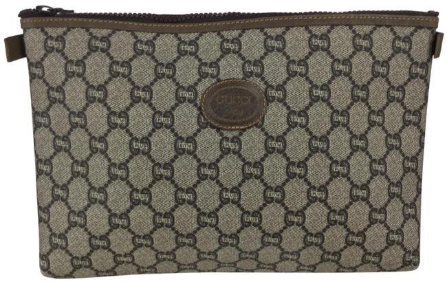 Gucci Handbag Tan Brown Coated Canvas Clutch