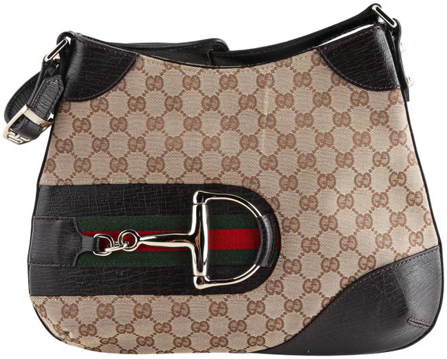 Gucci Hasler Monogram Ebony Brown Canvas Shoulder Bag
