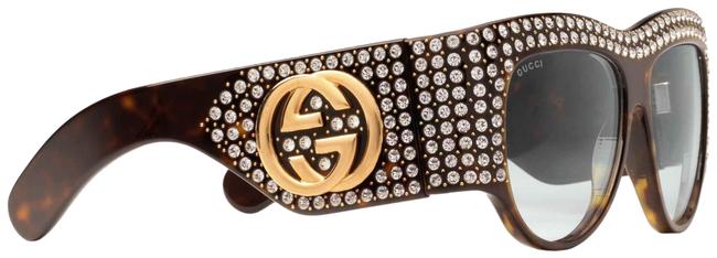 Gucci Havana Brown Gg0144s Hollywood Forever Crystal Sunglasses