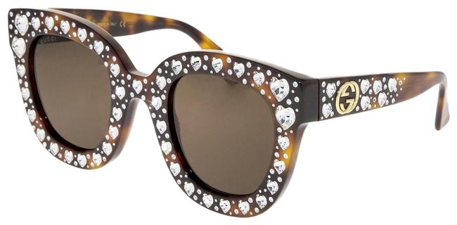 Gucci Havana Crystal Hollywood Forever 0116 Heart Gg0116s Sunglasses