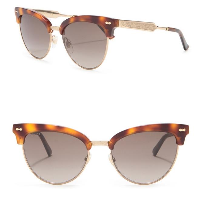 Gucci Havana Gold 55mm Clubmaster Sunglasses
