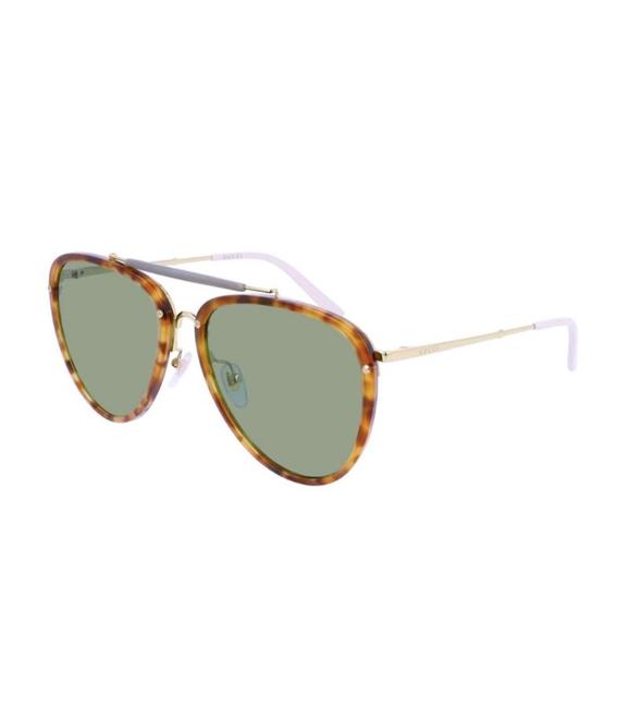 Gucci Havana Mens Gg Logo Pilot Sunglasses