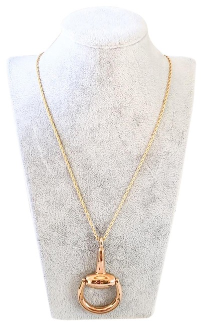 Gucci Horsebit Large Gold Tone Pendant Necklace