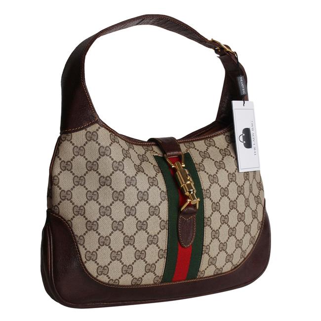 Gucci Horsebit Monogram Leather Supreme 8167 Brown Canvas Shoulder Bag