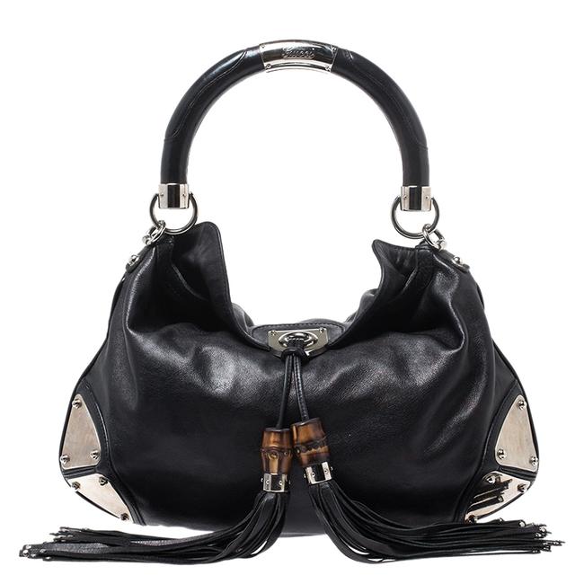 Gucci Indy Leather Medium Babouska Black Hobo Bag