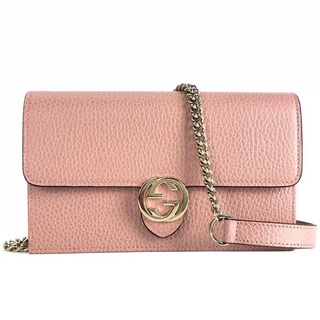 Gucci Interlocking Chain Mini Wallet Pink Leather Cross Body Bag