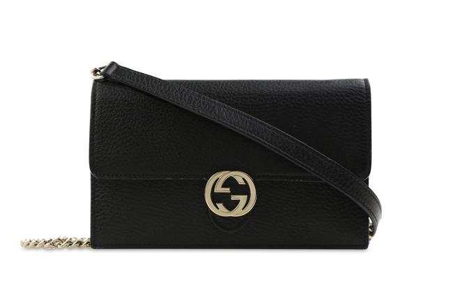 Gucci Interlocking Gg Black Leather Cross Body Bag