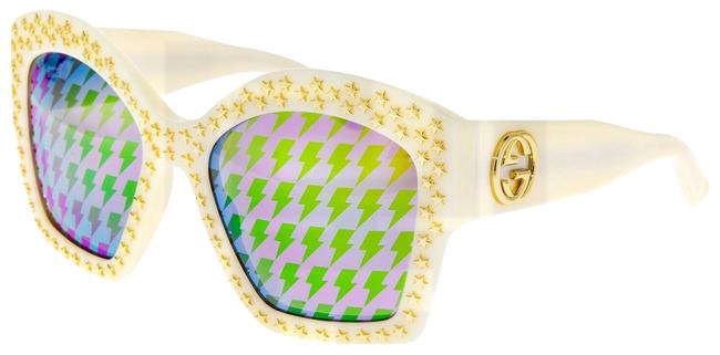 Gucci Ivory Gold Star Stud 3870 Flash Lime Mirror Gg3870s Sunglasses