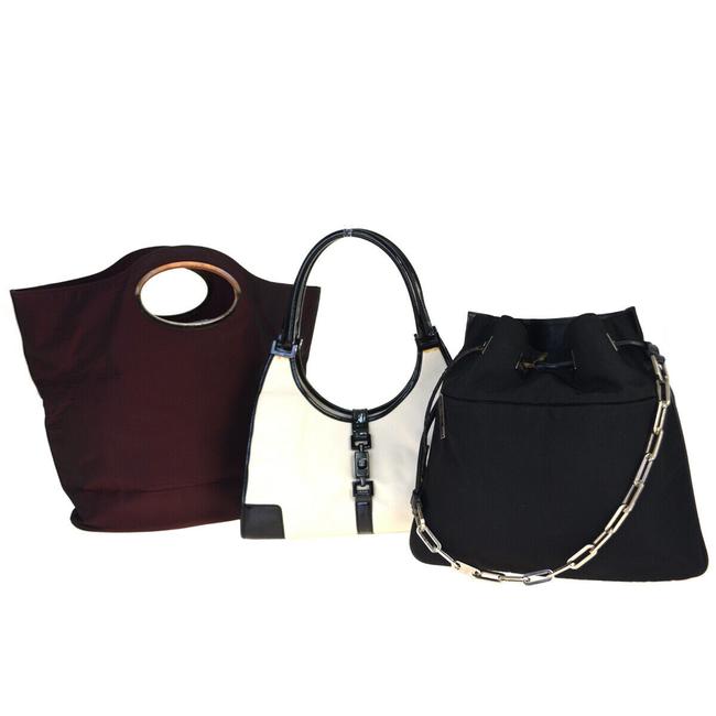 Gucci Jackie 3 piece Set Black Nylon Leather Shoulder Bag