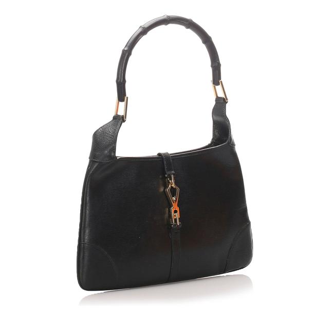 Gucci Jackie Bamboo Black Leather Shoulder Bag