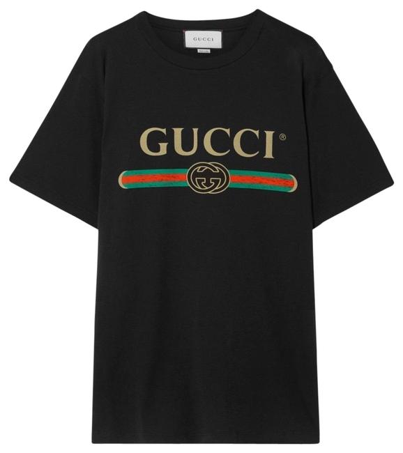 Gucci Jersey Black Distressed Printed Cotton jersey Tee Shirt