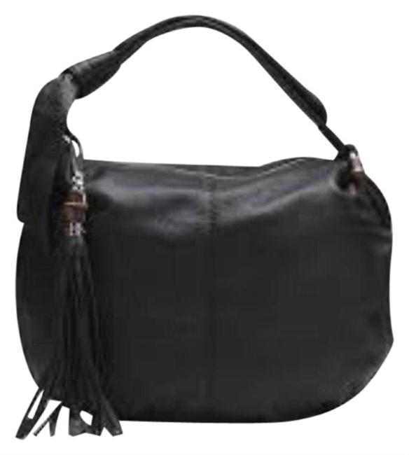 Gucci Jungle Medium Zip Top Black Leather Hobo Bag