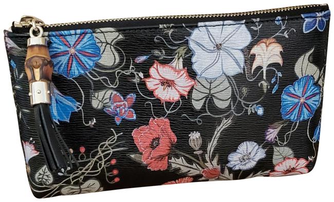 Gucci Kris Knight Flora Pouch Black Leat Clutch