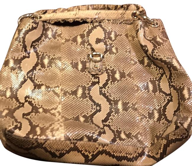 Gucci Large Snakeskin Brown Tan Leather Hobo Bag