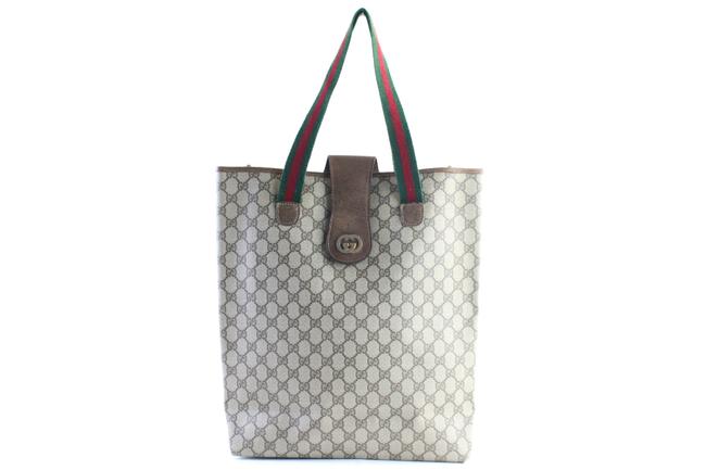 Gucci Large Web Shopper Tote 226529 Brown Supreme Canvas Messenger Bag