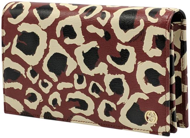 Gucci Leopard Print Wallet Leather Clutch