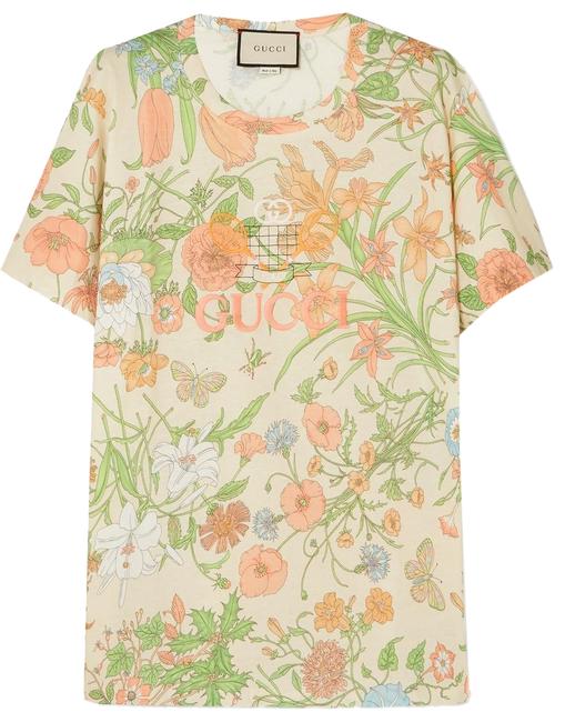 Gucci Logo Embroidered Floral Large Tee Shirt 12 L