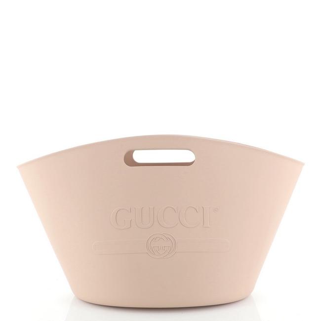 Gucci Logo Large Pink Rubber Tote