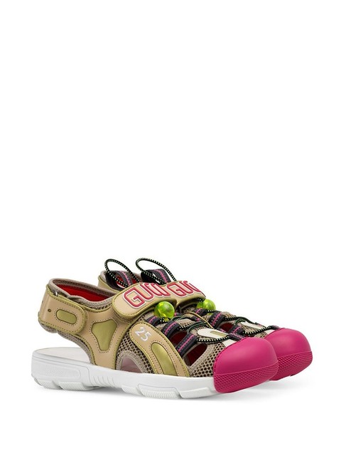 Gucci Logo Mesh Hybrid Leather Sandals
