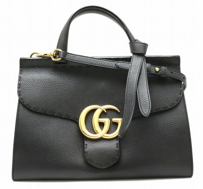 Gucci Marmont Gg Handbag 2way Gold Hardware 421890 Black Leather Shoulder Bag