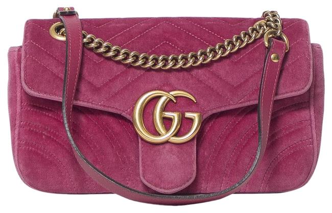 Gucci Marmont Gg Pink Velvet Shoulder Bag