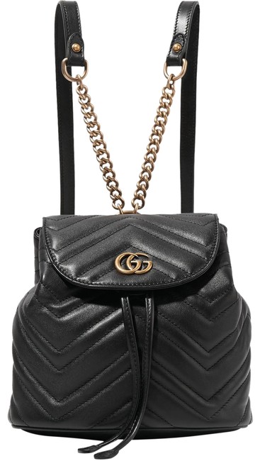 Gucci Marmont Gg Quilted Leather Black Backpack