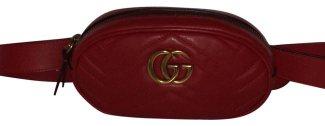 Gucci Marmont Gg Waistbelt Red Leather Clutch