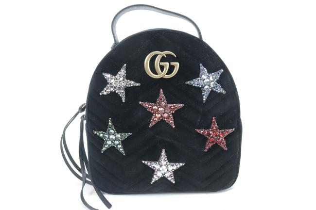 Gucci Marmont Matelasse Gg 5gk0115 Black Velvet Backpack