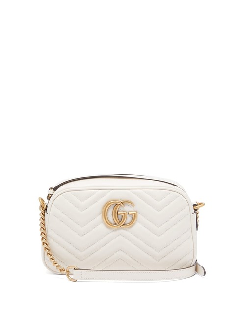 Gucci Marmont Mf Gg Small Quilted Off White Leather Cross Body Bag