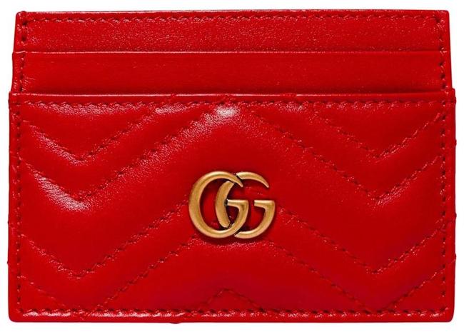 Gucci Marmont New Quilted Card Case New Red Leather Clutch