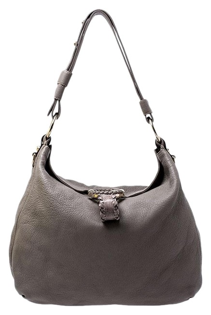 Gucci Medium G Wave Grey Leather Hobo Bag