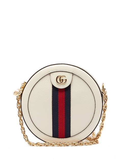 Gucci Mf Ophidia Round White Leather Cross Body Bag