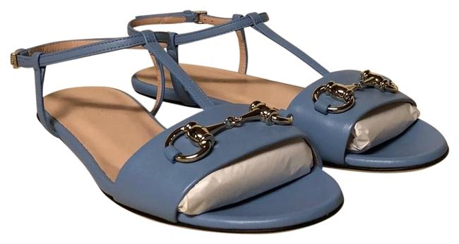 Gucci Mineral Blue Horsebit Leather Sandals