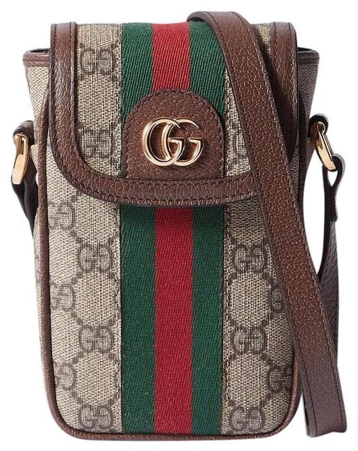 Gucci Mini Ophidia Print Brown Gg Supreme Canvas Cross Body Bag