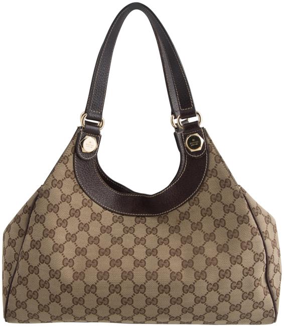 Gucci Hobo Monogram Charmy Brown Canvas Shoulder Bag