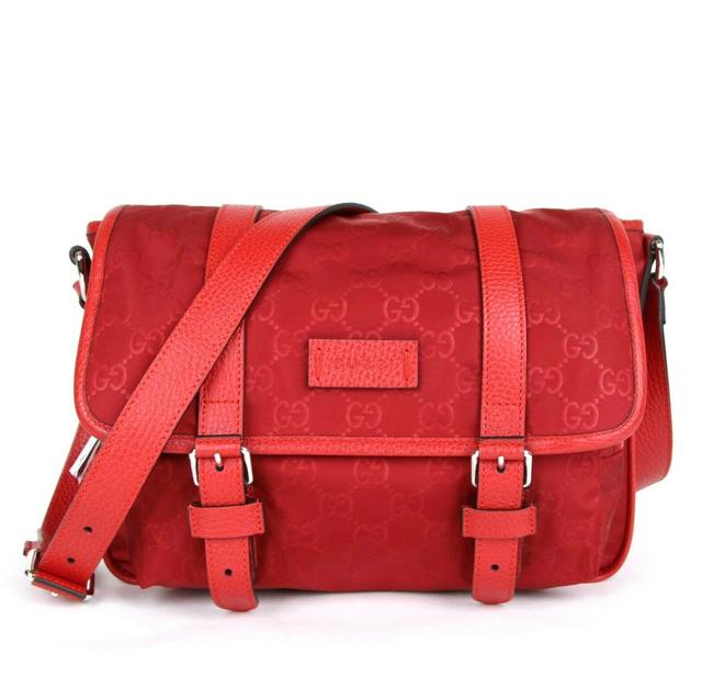 Gucci Monogram Gg Small 510335 6523 Red Nylon Messenger Bag
