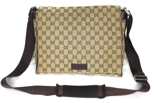 Gucci Monogram Large Unisex Brown Canvas Messenger Bag