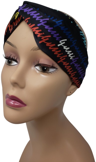 Gucci Multicolor Black Purple Duchess Monogram Print Silk Headband Hat