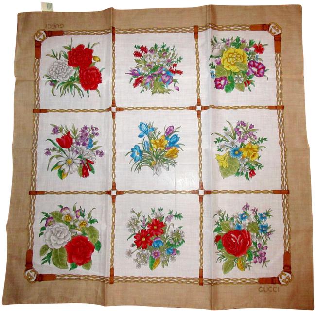 Gucci Multicolor Floral Print Signed Vintage 23" X 23" Italy Scarf Wrap