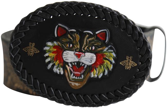 Gucci Multicolor Painted Cat Buckle Belt