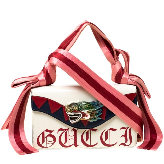 Gucci Naga Dragon Head White Leather and Satin Shoulder Bag