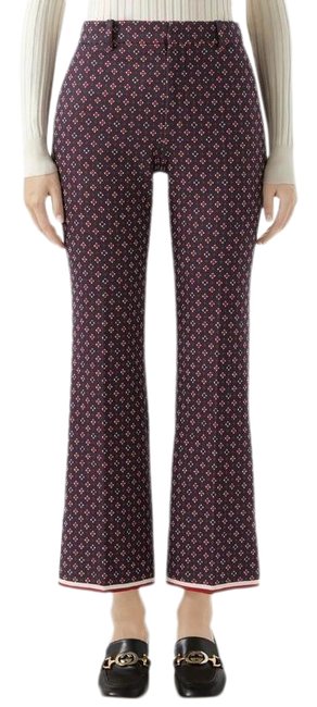 Gucci Navy and Red Geometric G Jacquard Pants, 27