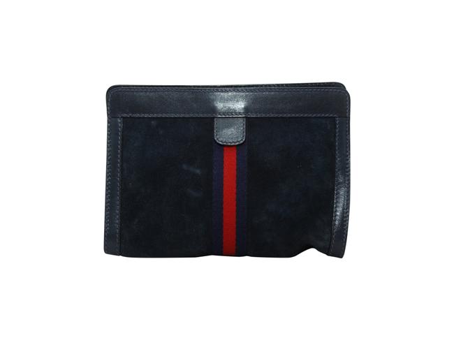 Gucci Navy Blue Suede Clutch