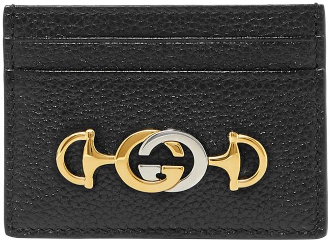 Gucci New Card Case Wallet Black Leather Clutch