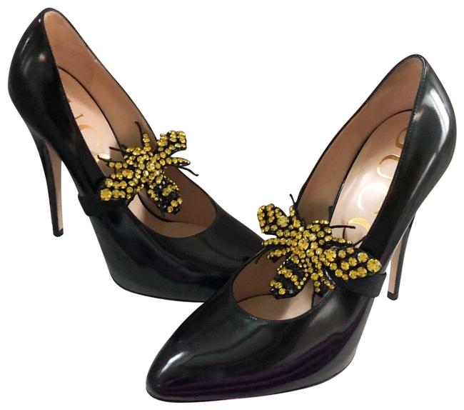 Gucci New Elaisa Detachable Embellished Bee Pumps 
