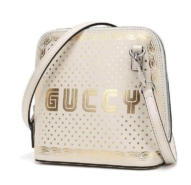 Gucci New Ivory Gold Leather Cross Body Bag