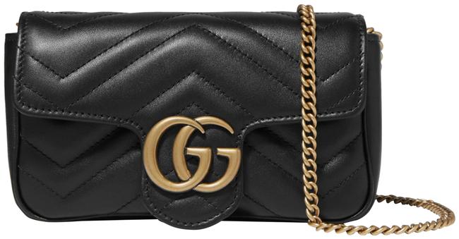 Gucci New Super Mini Purse New Black Matelasse Chevron Leather Cross Body Bag