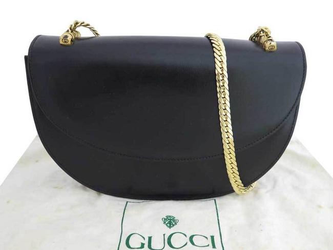 Gucci Old Chain E40394 Black Leather Shoulder Bag